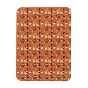 Hunde mit orangefarbenem Hintergrund. Magnet