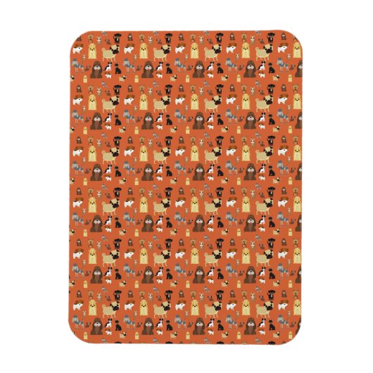 Hunde mit orangefarbenem Hintergrund. Magnet (Vertikal)