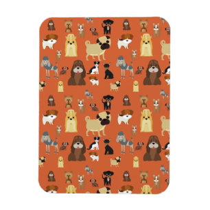 Hunde mit orangefarbenem Hintergrund. Magnet