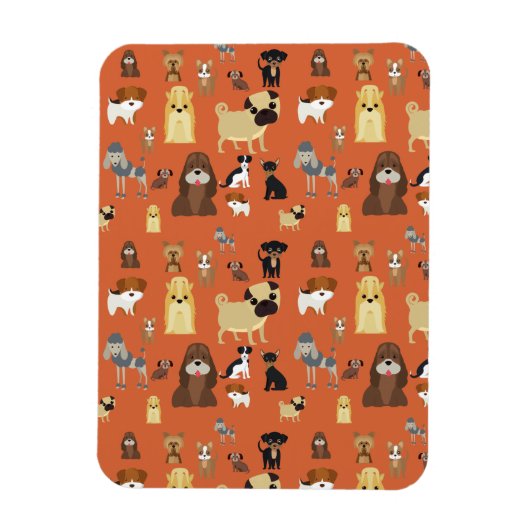 Hunde mit orangefarbenem Hintergrund. Magnet (Vertikal)