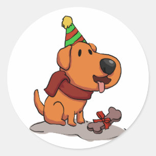 Hunde mit Party Hut Cartoon Farbe wählen Runder Aufkleber