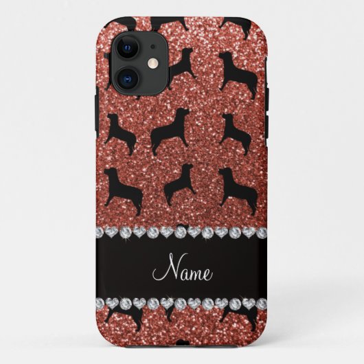 Hunde mit personalisiertem Namen, hellorange Glitz Case-Mate iPhone Hülle (Rückseite)