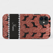 Hunde mit personalisiertem Namen, hellorange Glitz Case-Mate iPhone Hülle (Rückseite (Horizontal))