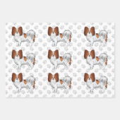Hunde mit Pfoten, rot und weiß Papillon Geschenkpapier Set (Vorderseite 3)