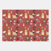 Hunde mit rotem Hintergrund Geschenkpapier Set (Vorderseite 2)