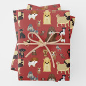 Hunde mit rotem Hintergrund Geschenkpapier Set (Beispiel)