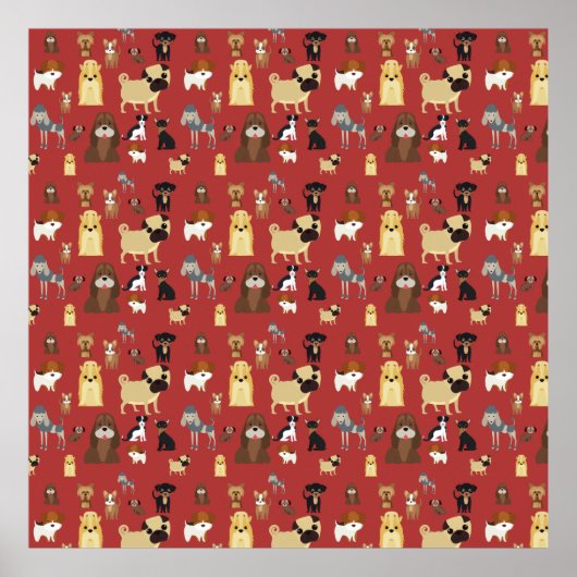Hunde mit rotem Hintergrund Poster (Vorne)