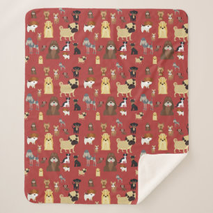 Hunde mit rotem Hintergrund Sherpadecke