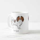 Hunde mit rotem Sable Phalène Cartoon mit Individu Kaffeetasse (Vorderseite Links)
