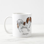 Hunde mit rotem Sable Phalène Cartoon mit Individu Kaffeetasse (Links)