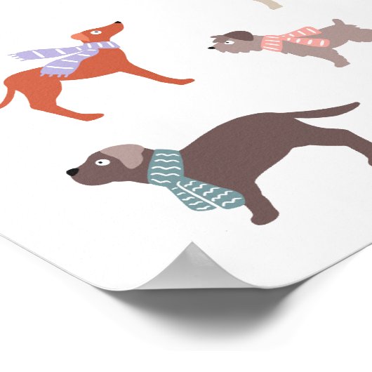 Hunde mit Schals - niedliche Hunde Poster (Ecke)