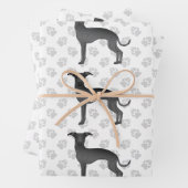 Hunde mit schwarzem italienischem Grauschwanz mit  Geschenkpapier Set (Beispiel)