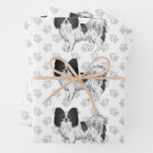 Hunde mit schwarzem und weißem Papillon Geschenkpapier Set (Beispiel)
