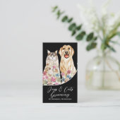 Hunde mit schwarzer Wasserfarbe Katzen Haustier Gr Visitenkarte (Stehend Vorderseite)