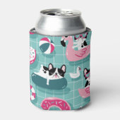 Hunde mit Schwimmbad, Vintages Muster. Dosenkühler (Kanne Vorderseite)