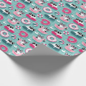 Hunde mit Schwimmbad, Vintages Muster. Geschenkpapier (Ecke)