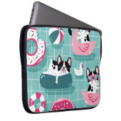 Hunde mit Schwimmbad, Vintages Muster. Laptopschutzhülle (Vorne Rechts)