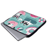 Hunde mit Schwimmbad, Vintages Muster. Laptopschutzhülle (Vorne Knopf)