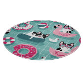 Hunde mit Schwimmbad, Vintages Muster. Schneidebrett (Ecke)