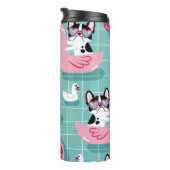 Hunde mit Schwimmbad, Vintages Muster. Thermosbecher (Nach rechts gedreht)