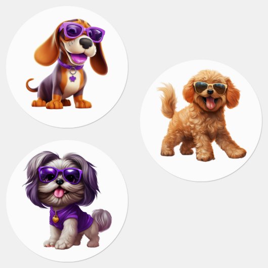 Hunde mit Sonnenbrille Etiketten (Gruppe)
