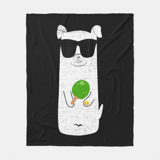 Hunde mit Sonnenbrille spielen Tischtennis Spaß Sp Fleecedecke (Vorderseite)