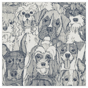 Hunde mit viel Indigoperle Stoff