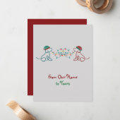 Hunde mit Weihnachtslicht-Party Mitteilungskarte (Vorderseite/Rückseite Beispiel)