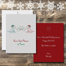 Hunde mit Weihnachtslicht-Party Mitteilungskarte