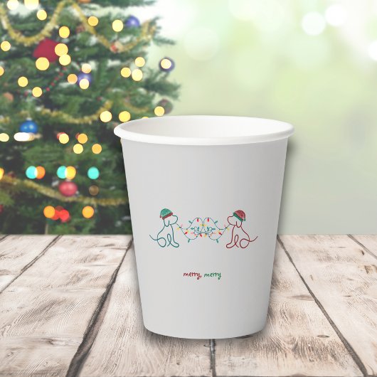 Hunde mit Weihnachtslicht-Party Pappbecher