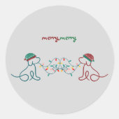 Hunde mit Weihnachtslicht-Party Runder Aufkleber (Vorderseite)