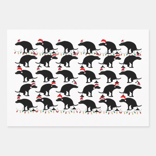 Hunde mit Weihnachtsmannmützen und Kackend Geschenkpapier Set (Vorderseite 3)
