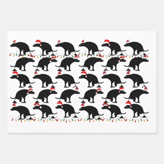 Hunde mit Weihnachtsmannmützen und Kackend Geschenkpapier Set (Vorderseite 2)
