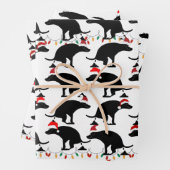 Hunde mit Weihnachtsmannmützen und Kackend Geschenkpapier Set (Beispiel)