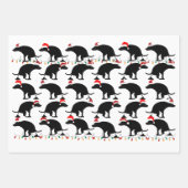 Hunde mit Weihnachtsmannmützen und Kackend Geschenkpapier Set (Vorderseite)