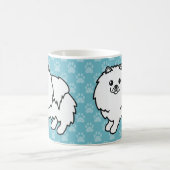 Hunde mit weißem Spitz auf blau Kaffeetasse (Mittel)