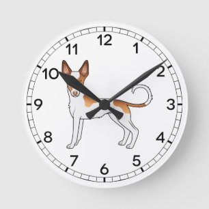 Hunde mit weißem und rotem Ibizan-Hund, glatter Ha Runde Wanduhr