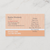 Hunde mit Wellness-Center Groomer Cat Robes Peach Visitenkarte (Rückseite)