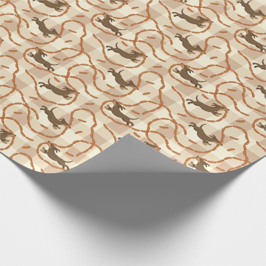 Hunde mit Würstchenuntergrund Geschenkpapier (Ecke)