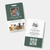 Hunde-Mitarbeiter-Foto QR-Code-Logo-Name Ausweis (Vorder- & Rückseite)
