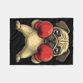 Hunde-Mops als Boxer-Funny-Boxing Fleecedecke (Vorderseite (Horizontal))