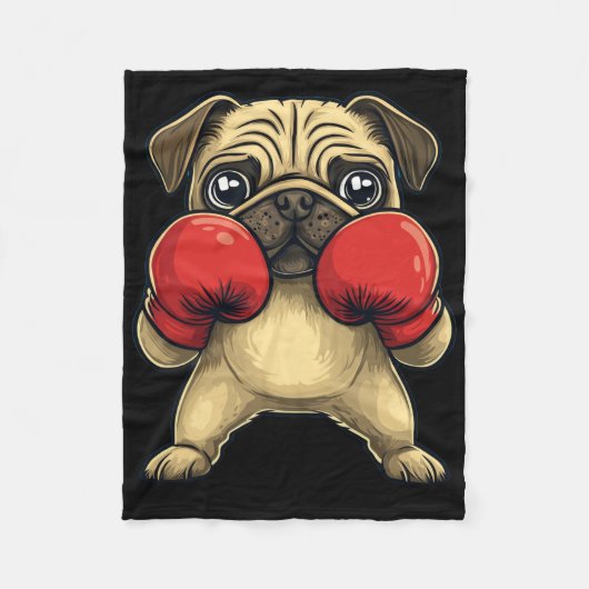 Hunde-Mops als Boxer-Funny-Boxing Fleecedecke (Vorderseite)