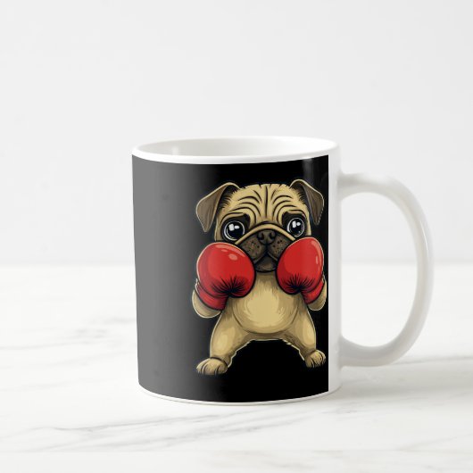 Hunde-Mops als Boxer-Funny-Boxing Kaffeetasse (Rechts)