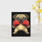 Hunde-Mops als Boxer-Funny-Boxing Karte (Gelbe Blume)