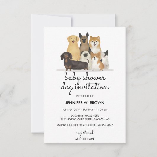 Hunde Mops Einladung (Vorderseite)