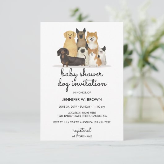 Hunde Mops Einladung (Stehend Vorderseite)