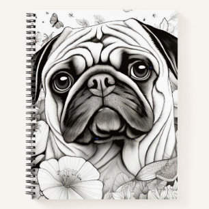 Hunde Mops Friedlich Natur Prärie Sketch Zeichnend Notizblock