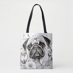 Hunde Mops Friedlich Natur Prärie Sketch Zeichnend Tasche