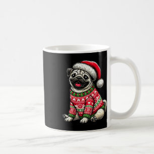 Hunde Mops Ugly Sweater Weihnachtsmannmütze Weihna Kaffeetasse