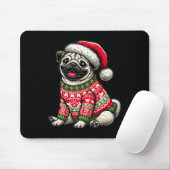 Hunde Mops Ugly Sweater Weihnachtsmannmütze Weihna Mousepad (Mit Mouse)